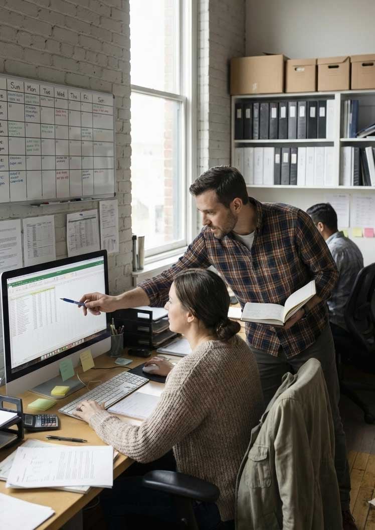 Small business working on marketing analytics